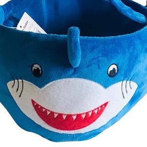 NWT Blue Shark Easter Basket velvet like fabric